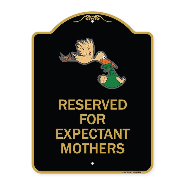 Signmission Reserved for Expectant Mothers W/ Stork & Baby Graphic Heavy-Gauge Alum, 24" L, 18" H, BG-1824-23201 A-DES-BG-1824-23201 - main